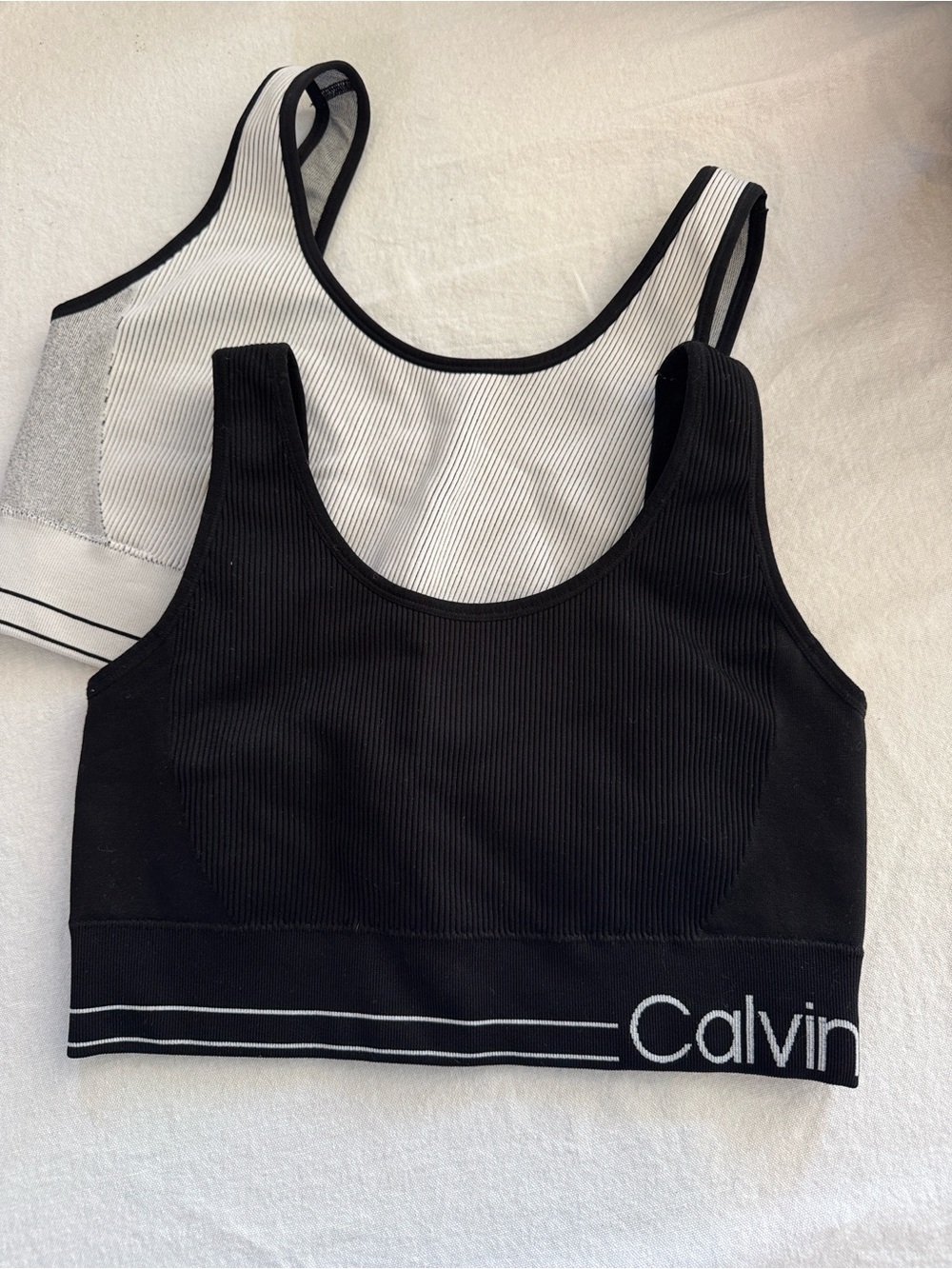 Calvin Klein Black & White Ribbed Performance Bralette Duo - Picture 3 of 5